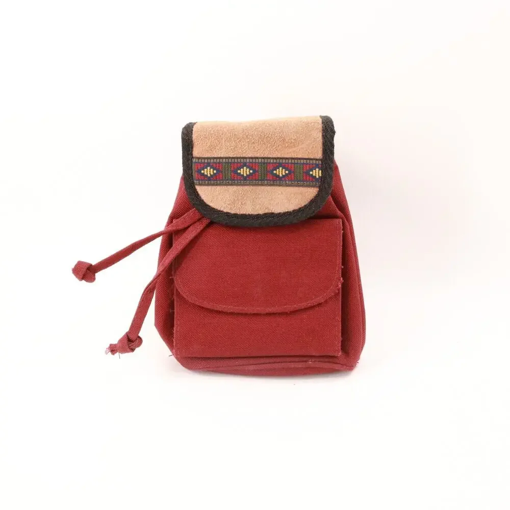 Vtg Roger Gimbel Sling Pack Backpack Handbag S Rust Canvas Suede Organizer Bag